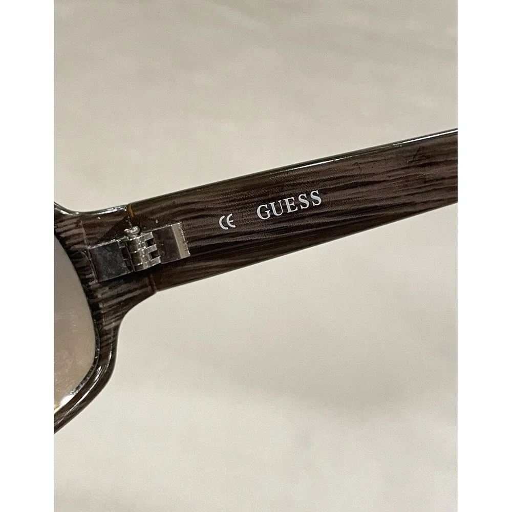 Guess Sunglasses GU‎ 6100 BLKDA-35 Brown Rectangular Frames w/ Blue Brown Lenses